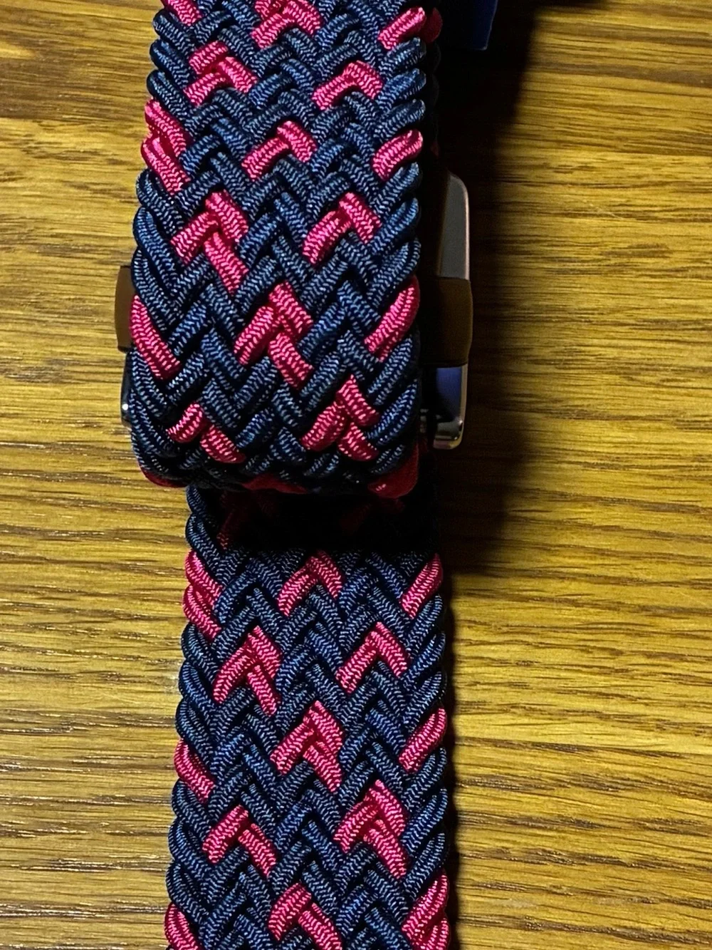 Original Penguin by Munsingwear Mens Braided Elastic Stretch Belt Red Blue Woven
